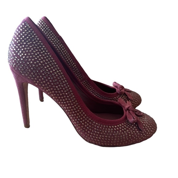 TORY BURCH Phoenix Soho Lux Suede Crystal Jeweled Conceria Cameo Pumps - Picture 8 of 8